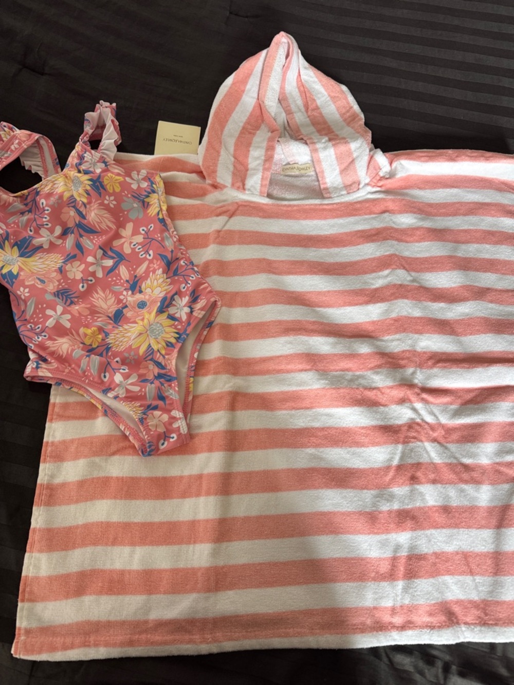 Cynthia Rowley Pink Floral Ruffle-Shoulder Kids One-Piece Swimsuit